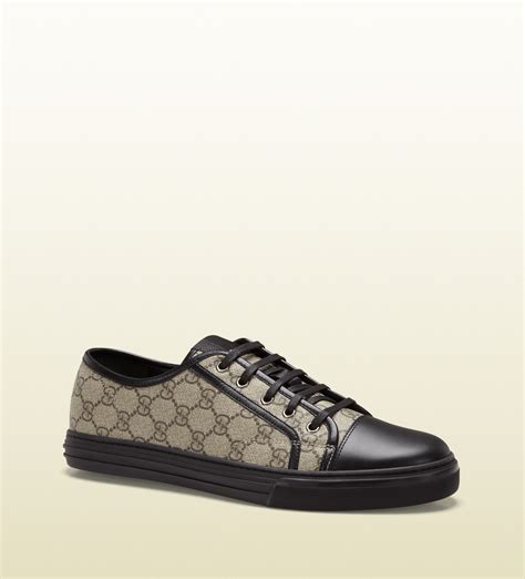 gucci suede shoes with black beige stripe|gucci gg canvas sneakers.